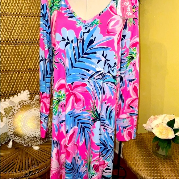 Lilly Pulitzer NWT Kaisley Dual Neck Dress Pretty In Pink Size L,XL,XXL - Picture 10 of 13